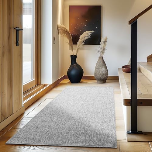 Carpettex Teppich Wohnzimmer Kurzflor Teppich Modern Design 80 x 150 cm Küchenläufer Flur Teppich Hellgrau - Küchenteppich Teppich Waschbar Extra Weich Flauschig - Bettvorleger Schlafzimmer Teppich von Carpettex Teppich