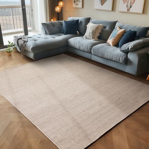 Carpettex Teppich Wohnzimmer Kurzflor Teppich Modern Einfarbig Design 120 x 170 cm Teppich Beige - Küchenteppich Waschbar Extra Weich Flauschig - Teppich Schlafzimmer Kinderzimmer Esszimmer Flur von Carpettex Teppich