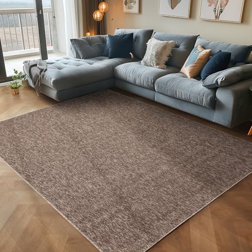 Carpettex Teppich Wohnzimmer Kurzflor Teppich Modern Einfarbig Design 120 x 170 cm Teppich Braun - Küchenteppich Waschbar Extra Weich Flauschig - Teppich Schlafzimmer Kinderzimmer Esszimmer Flur von Carpettex Teppich