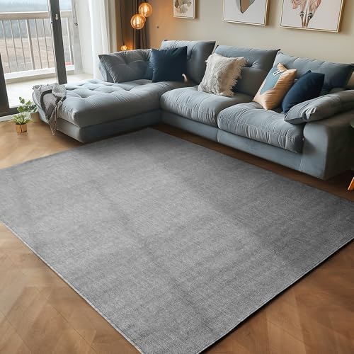 Carpettex Teppich Wohnzimmer Kurzflor Teppich Modern Einfarbig Design 120 x 170 cm Teppich Grau - Küchenteppich Waschbar Extra Weich Flauschig - Teppich Schlafzimmer Kinderzimmer Esszimmer Flur von Carpettex Teppich