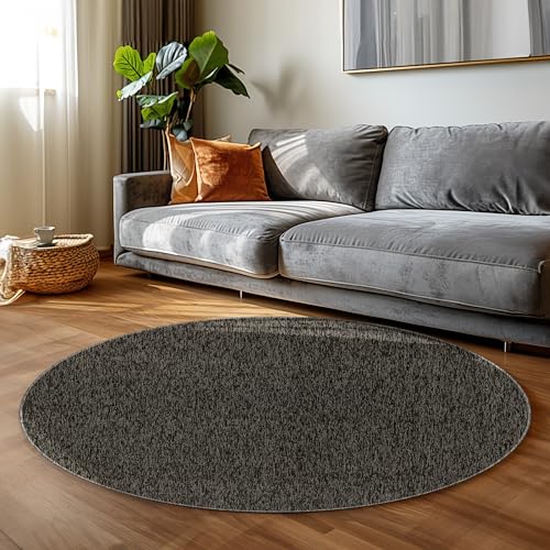 Carpettex Teppich Wohnzimmer Kurzflor Teppich Modern Einfarbig Design 160 cm Rund Teppich Anthrazit - Küchenteppich Waschbar Extra Weich Flauschig - Teppich Schlafzimmer Kinderzimmer Esszimmer Flur Carpettex Teppich Wohnzimmer Kurzflor Teppich Modern Einfarbig Design 160 cm Rund Teppich Anthrazit - Küchenteppich Waschbar Extra Weich Flauschig - Teppich Schlafzimmer Kinderzimmer Esszimmer Flur von Carpettex Teppich