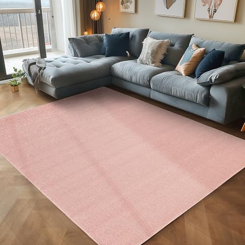 Carpettex Teppich Wohnzimmer Kurzflor Teppich Modern Einfarbig Design 160 x 230 cm Teppich Rosa - Küchenteppich Waschbar Extra Weich Flauschig - Teppich Schlafzimmer Kinderzimmer Esszimmer Flur von Carpettex Teppich