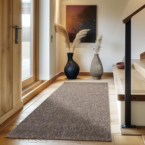 Carpettex Wohnzimmer Teppich Kurzflor Modern Einfarbig 60 x 100 cm - Küchenläufer Flur Braun - Waschbar in Waschmaschine Klein Extra Weich Flauschig von Carpettex Teppich