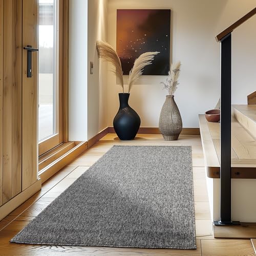 Carpettex Teppich Wohnzimmer Kurzflor Teppich Modern Einfarbig Design 60 x 100 cm Küchenläufer Flur Teppich Grau - Küchenteppich Teppich Waschbar in Waschmaschine Klein Extra Weich Flauschig von Carpettex Teppich