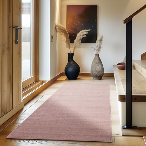 Carpettex Teppich Wohnzimmer Kurzflor Teppich Modern Einfarbig Design 60 x 100 cm Küchenläufer Flur Teppich Rosa - Küchenteppich Teppich Waschbar in Waschmaschine Klein Extra Weich Flauschig von Carpettex Teppich