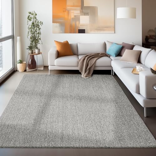Carpettex Teppich Wohnzimmer Langlebig Robuster Teppich Cut-Loop Design 280 x 370 cm Grau - Kurzflor Schlingenteppich Schlafzimmer Moderner Einfarbig und Meliert Küchenteppich Schlingenflor von Carpettex Teppich