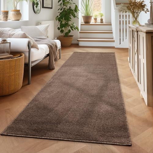 Carpettex Teppich Wohnzimmer Kurzflor Teppich Modern Einfarbig Design 60 x 100 cm Küchenläufer Flur Teppich Mokka - Küchenteppich Teppich Waschbar in Waschmaschine Klein Extra Weich Flauschig von Carpettex Teppich