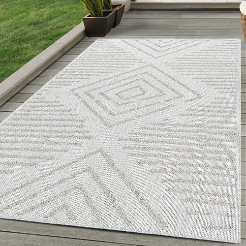 In & Outdoor Teppich Skandinavisch Design Wetterfest für Terrasse Balkon Küche oder Wohnzimmer Teppich, Farbe: Rosa, Größe: 80 x 150 cm von Carpettex Teppich