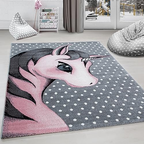 Carpettex Kinderteppich süße Einhorn Design Pink 120 cm Rund - Kurzflor Teppich Kinderzimmer für Mädchen und Jungen Pflegeleicht Weich - Waschbarer Spielteppich Babyteppich Gaming Teppich Babyzimmer von Carpettex Teppich