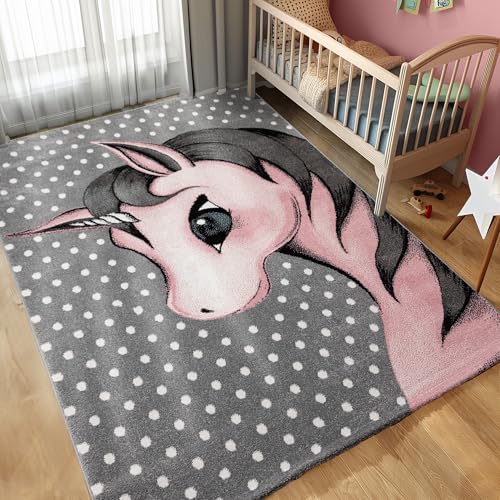 Carpettex Kinderteppich süße Einhorn Design Pink 160 x 230 cm - Kurzflor Teppich Kinderzimmer für Mädchen und Jungen Pflegeleicht Weich - Waschbarer Spielteppich Babyteppich Gaming Teppich Babyzimmer von Carpettex Teppich