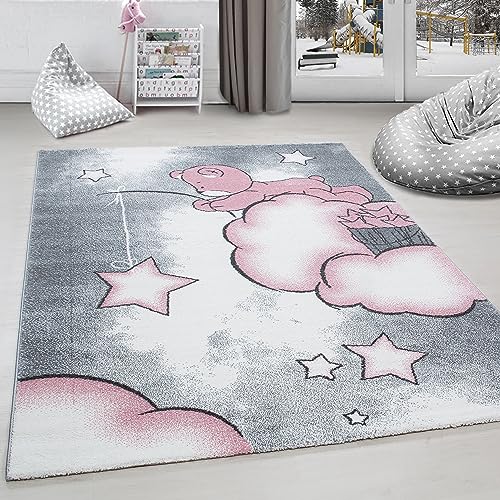 Carpettex Kinderteppich süße Bär Design Pink 160 x 230 cm - Kurzflor Teppich Kinderzimmer für Mädchen und Jungen Pflegeleicht Weich - Waschbarer Spielteppich Babyteppich Gaming Teppich Babyzimmer von Carpettex Teppich