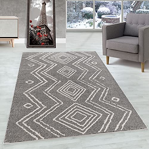 Kurzflor Teppich Wohnzimmer Berber Design Teppich Skandinavische Stil Natur Optik, Farbe: Beige-3, Größe: 80 x 150 cm von Carpettex Teppich