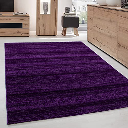 Carpettex Teppich Wohnzimmer Kurzflor 80 x 150 cm Läufer Flur Teppich Lila Modern Einfarbig Design -Teppich Schlafzimmer Flauschig Weich Waschbar Küchenteppich Teppich Esszimmer Wohnzimmerteppich von Carpettex Teppich