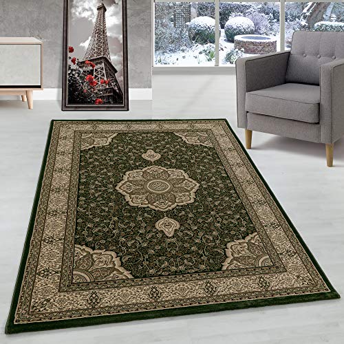 Orient Teppich Wohnzimmer Orientalisch Design Klassisch Optik Kurzflor Pflegeleicht, Farbe: Grün, Größe: 200 x 290 cm von Carpettex Teppich