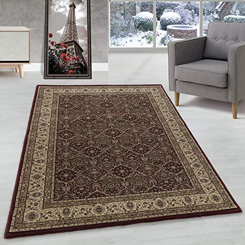 Orient Teppich Wohnzimmer Orientalisch Design Klassisch Optik Kurzflor Pflegeleicht, Farbe: Rot, Größe: 80 x 150 cm von Carpettex Teppich