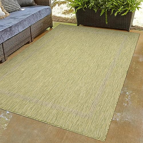 Outdoor Teppich Einfarbig Wetterfest Terasse Balkon Garten Küchenteppich Flachgewebe Sisal Optik, Farbe: Grün, Größe: 240 x 340 cm von Carpettex Teppich