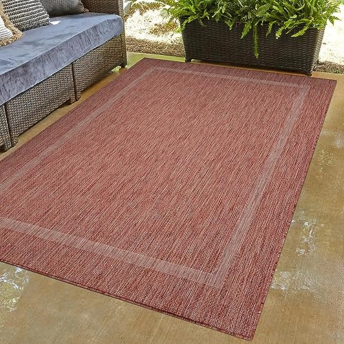 Carpettex Outdoor Teppich Wetterfest 80 x 150 cm Läufer, Sisal Optik, Rot - Ideal für Balkon, Garten, Terrasse und als Küchenläufer - Draußen Teppich Waschbar, Flachgewebe, Wasserfest, Pflegeleicht von Carpettex Teppich