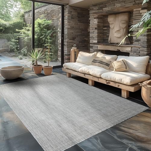 Carpettex Outdoor Teppich Wetterfest 160x230 cm Sisal Optik Silberfarbe - Ideal für Balkon, Garten, Terrasse und als Küchenteppich - Draußen Teppich Waschbar, Flachgewebe, Wasserfest, Pflegeleicht Carpettex Outdoor Teppich Wetterfest 160x230 cm Sisal Optik Silberfarbe - Ideal für Balkon, Garten, Terrasse und als Küchenteppich - Draußen Teppich Waschbar, Flachgewebe, Wasserfest, Pflegeleicht von Carpettex Teppich