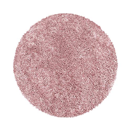 Carpettex Hochflor Teppich Wohnzimmer Shaggy Flokati Teppich Modern Einfarbig 120 cm Rund Flur Teppich Läufer Rosa - Teppich Bettvorleger Schlafzimmer Weich Flauschig Waschbar Küchenläufer von Carpettex Teppich