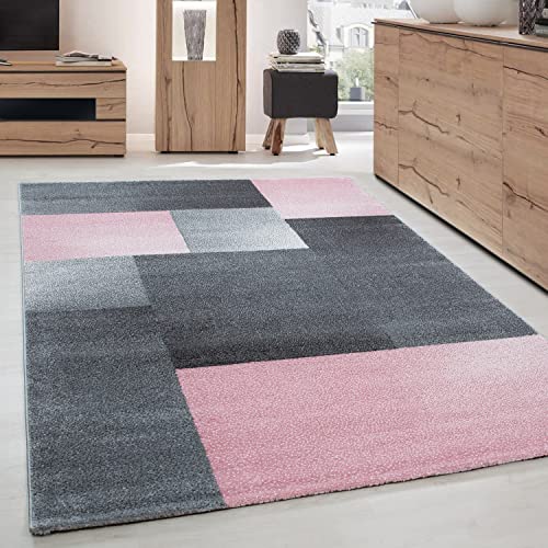 Teppich Wohnzimmer Schlafzimmer Esszimmer Kurzflor Modern Optik Meliert, Farbe: Pink, Größe: 240 x 340 cm von Carpettex Teppich