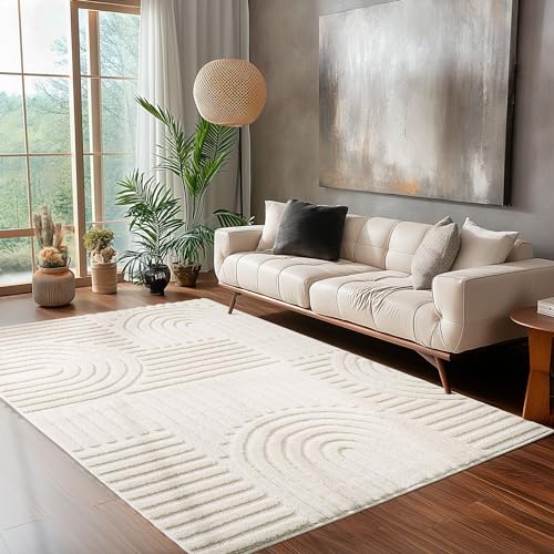 Carpettex Kurzflor Hochtief Teppich 200x300 (200 x 290 cm) Creme Skandi-Look - 3D Effekt Boho Muster Waschbar und Flauschig - Für Wohnzimmer, Schlafzimmer, Esszimmer und Küche Carpettex Kurzflor Hochtief Teppich 200x300 (200 x 290 cm) Creme Skandi-Look - 3D Effekt Boho Muster Waschbar und Flauschig - Für Wohnzimmer, Schlafzimmer, Esszimmer und Küche von Carpettex Teppich
