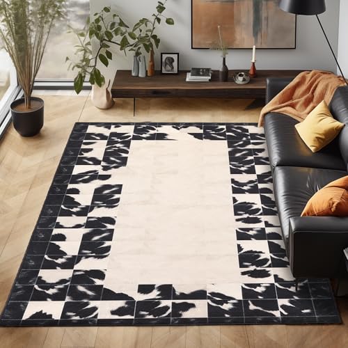 Waschbarer Teppich Flachgewebe Robust Patchwork Design Vintage Optik rutschfest Teppich Wohnzimmer, Farbe: Schwarz, Größe: 160 x 230 cm Waschbarer Teppich Flachgewebe Robust Patchwork Design Vintage Optik rutschfest Teppich Wohnzimmer, Farbe: Schwarz, Größe: 160 x 230 cm von Carpettex Teppich