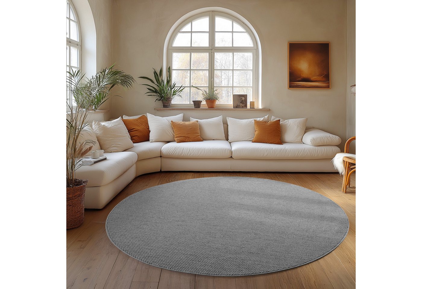 Carpettex Designteppich Einfarbig Boucle Loop, Rund, Höhe: 7 mm, Teppich Wohnzimmer, Schlafzimmer, Gästezimmer Carpettex Designteppich Einfarbig Boucle Loop, Rund, Höhe: 7 mm, Teppich Wohnzimmer, Schlafzimmer, Gästezimmer von Carpettex