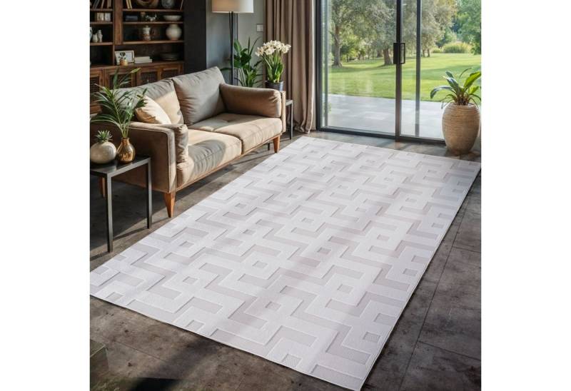 Carpettex Designteppich Unicolor - Einfarbig, Rechteckig, Höhe: 4 mm, Indoor Outdoor Teppich Wetterfest 3D Optik Wohnzimmer Küchen Terrasse von Carpettex