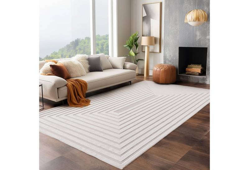 Carpettex Designteppich Unicolor - Einfarbig, Rechteckig, Höhe: 4 mm, Indoor Outdoor Teppich Wetterfest 3D Optik Wohnzimmer Küchen Terrasse von Carpettex
