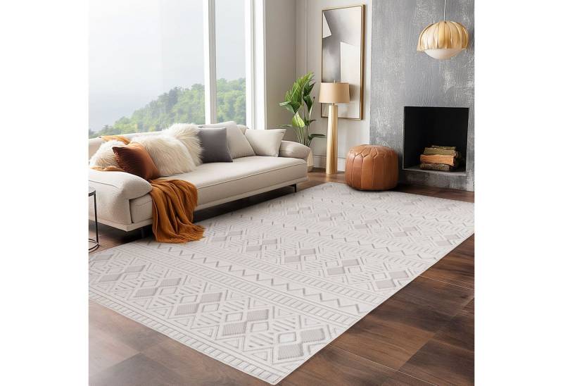 Carpettex Designteppich Unicolor - Einfarbig, Rechteckig, Höhe: 4 mm, Indoor Outdoor Teppich Wetterfest 3D Optik Wohnzimmer Küchen Terrasse von Carpettex