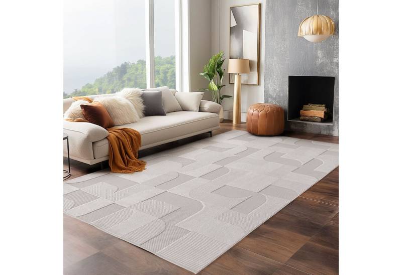 Carpettex Designteppich Unicolor - Einfarbig, Rechteckig, Höhe: 4 mm, Indoor Outdoor Teppich Wetterfest 3D Optik Wohnzimmer Küchen Terrasse von Carpettex