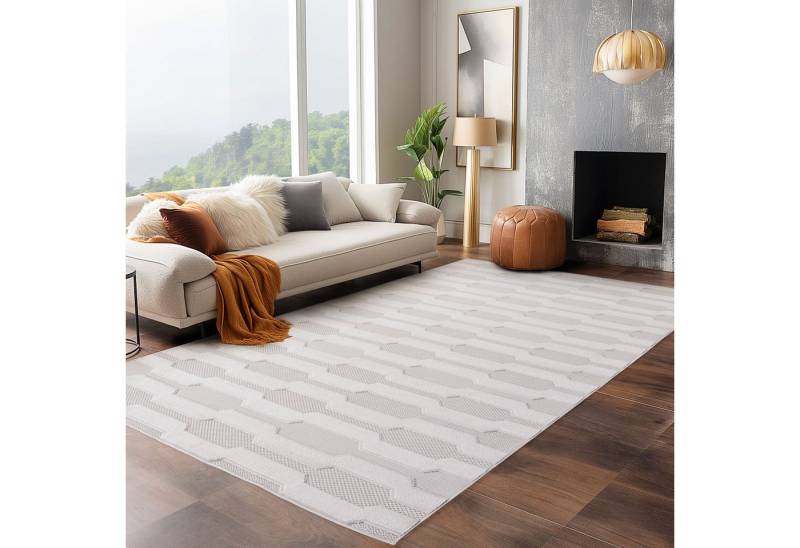 Carpettex Designteppich Unicolor - Einfarbig, Rechteckig, Höhe: 4 mm, Indoor Outdoor Teppich Wetterfest 3D Optik Wohnzimmer Küchen Terrasse von Carpettex