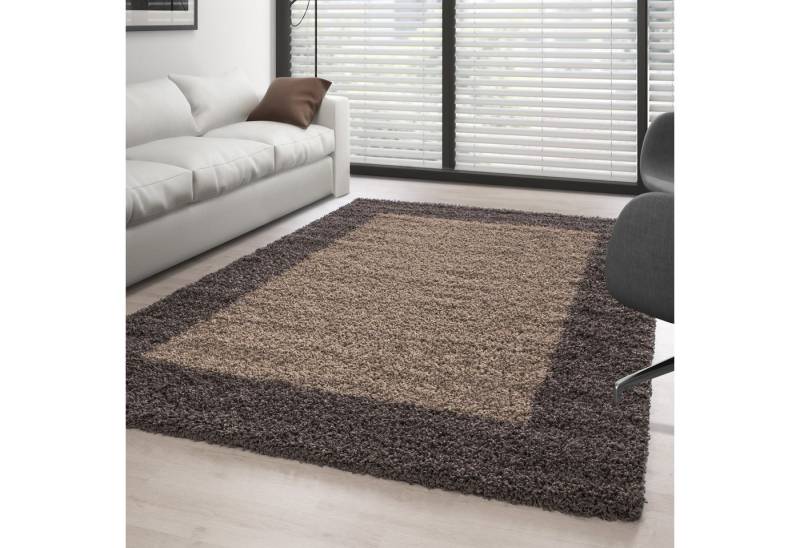 Carpettex Hochflor-Teppich Bordüre Design, Läufer, Höhe: 30 mm, Teppich Wohnzimmer Bordüre Design Shaggy versch. farben und größen von Carpettex