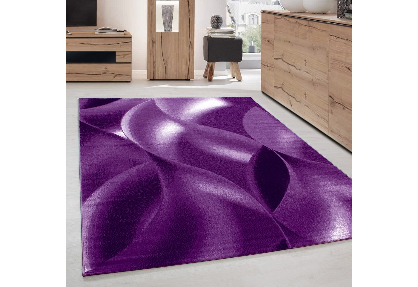 Designteppich Abstrakt Wellen Design, Carpettex, Rechteckig, Höhe: 6 mm, Kurzflor Teppich Wohnzimmer Abstrakt Wellen Design Pflegeleicht von Carpettex