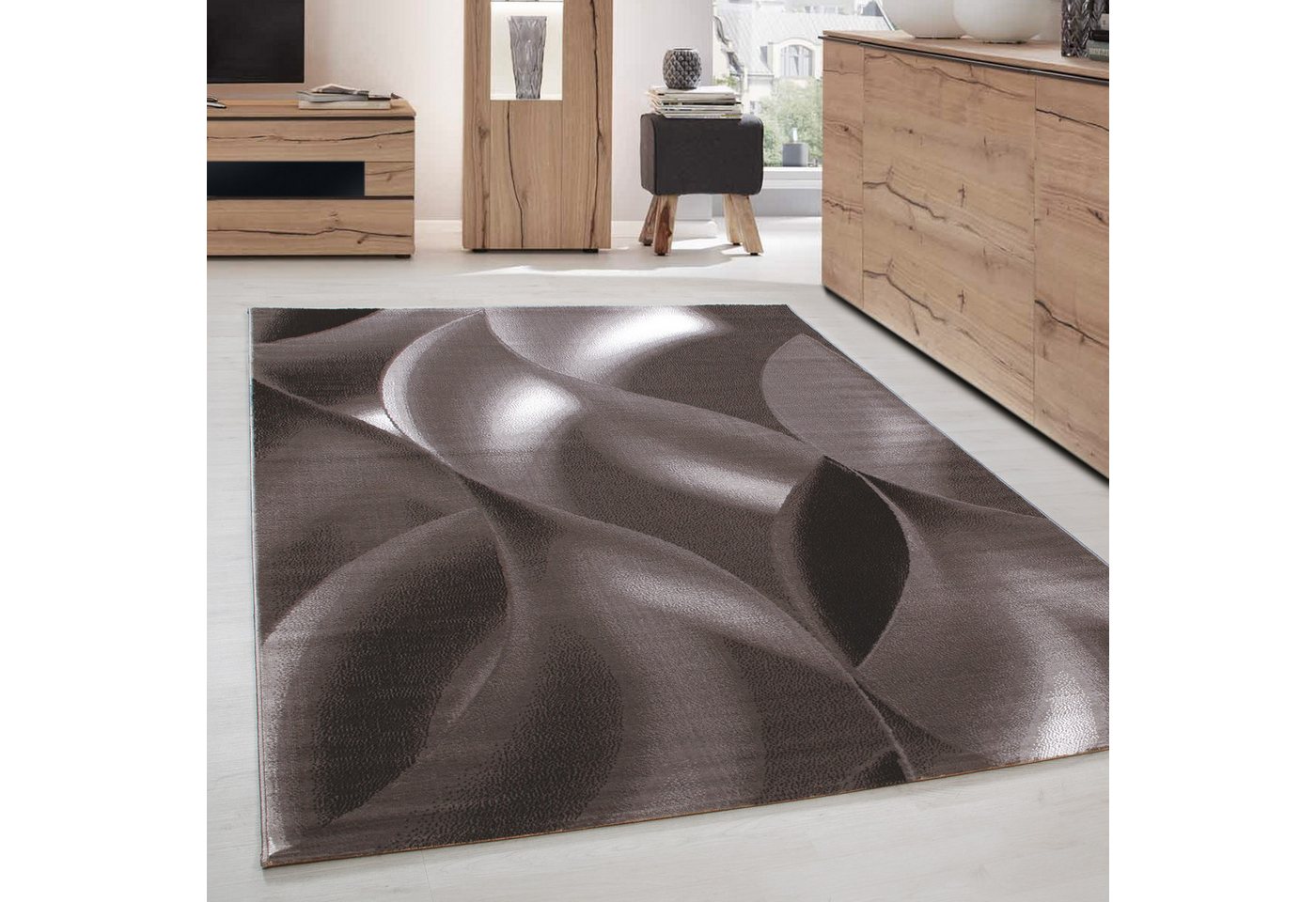 Designteppich Abstrakt Wellen Design, Carpettex, Läufer, Höhe: 6 mm, Modern Kurzflor Teppich Wohnzimmer Abstrakt Wellen Design Pflegeleicht von Carpettex