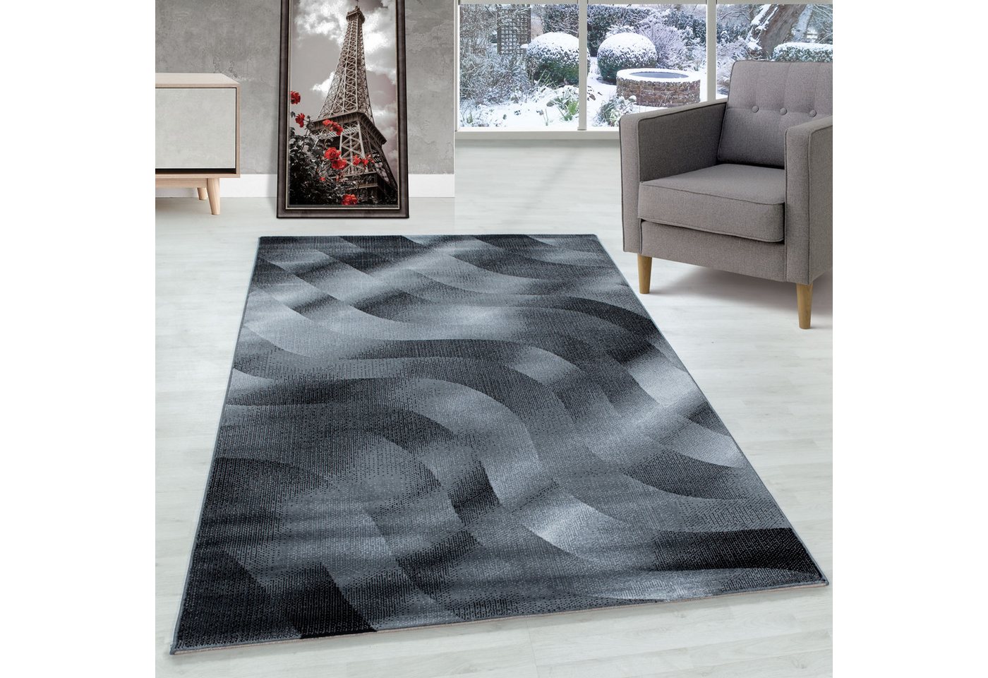 Designteppich Abstrakt Wellen Design, Carpettex, Läufer, Höhe: 9 mm, Kurzflor Teppich Abstrakt Wellen Design Teppich Modern Wohnzimmer von Carpettex