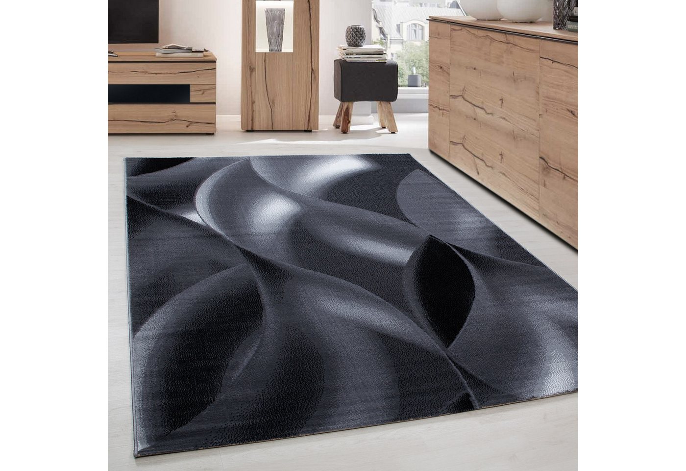 Designteppich Abstrakt Wellen Design, Carpettex, Läufer, Höhe: 6 mm, Modern Kurzflor Teppich Wohnzimmer Abstrakt Wellen Design Pflegeleicht von Carpettex