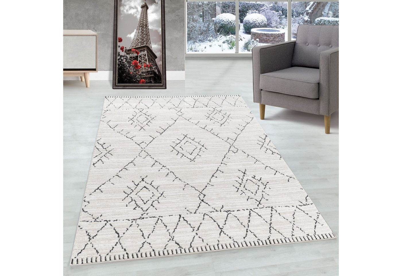 Designteppich Berber-Design, Carpettex, Läufer, Höhe: 15 mm, Kurzflor Teppich Wohnzimmer Berber-Design Natur Teppiche im Boho-Stil von Carpettex
