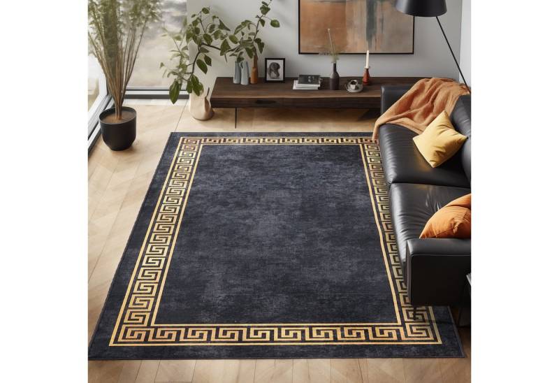 Carpettex Designteppich Mäander-Design, Rechteckig, Höhe: 7 mm, Waschbarer Teppich Mäander-Design Rutschfest Teppich Wohnzimmer Carpettex Designteppich Mäander-Design, Rechteckig, Höhe: 7 mm, Waschbarer Teppich Mäander-Design Rutschfest Teppich Wohnzimmer von Carpettex