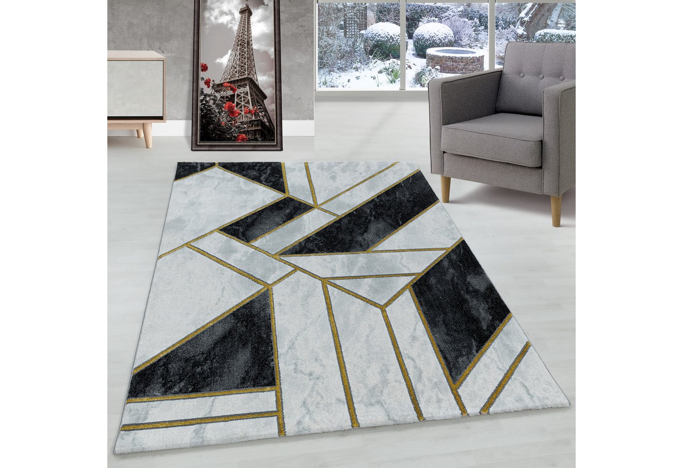 Designteppich Marmor Design, Carpettex, Läufer, Höhe: 12 mm, Kurzflor Teppich Wohnzimmer Marmor Design Skandinavische Stil von Carpettex