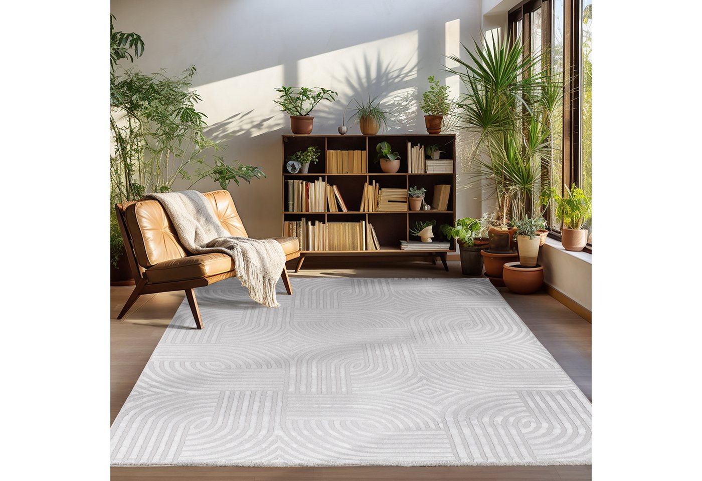 Designteppich Skandinavisches Boho Muster, Carpettex, Rechteckig, Höhe: 12 mm, Teppich Wohnzimmer Boho Design Skandinavische Stil Natur Optik von Carpettex