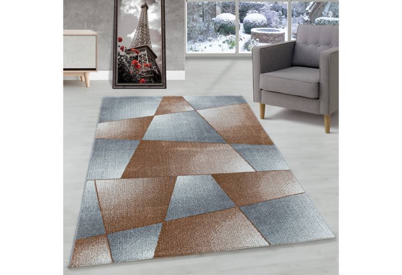 Carpettex Frisé-Teppich Abstrakt Design, Rechteckig, Höhe: 11 mm, Modern Kurzflor Teppich Wohnzimmer Abstrakt Design Pflegeleicht von Carpettex
