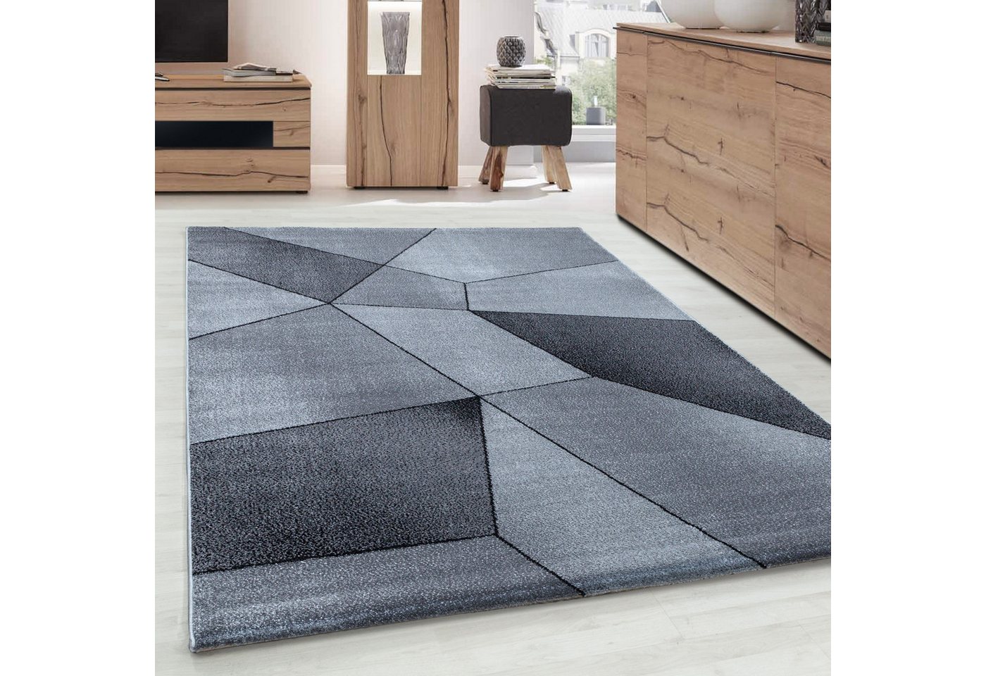 Frisé-Teppich Geometrisch Design, Carpettex, Läufer, Höhe: 10 mm, Modern Kurzflor Teppiche Geometrisch Design Teppich Teppich Wohnzimmer von Carpettex