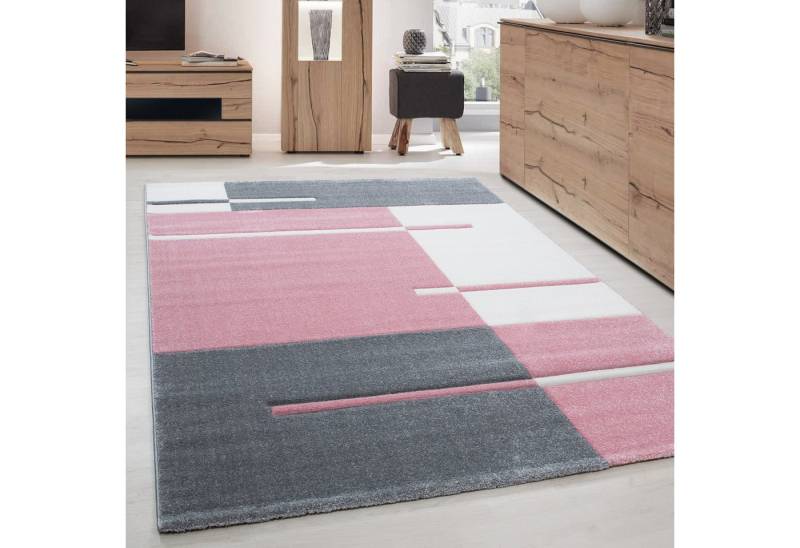 Carpettex Frisé-Teppich Kariert Design, Läufer, Höhe: 13 mm, Designer Wohnzimmer Teppich Kurzflor handgearbeiteter Konturenschnitt von Carpettex