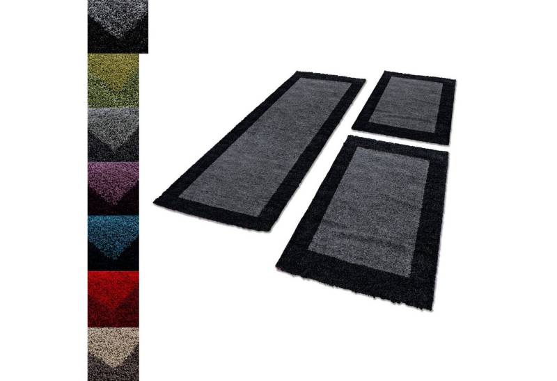 Carpettex Hochflor-Bettumrandung Bordüre Design, Höhe 30 mm, (Bett-Set, 3-tlg., Bettvorlage), Schlafzimmer Teppich Bettumrandung Läufer Set 3 teilig von Carpettex