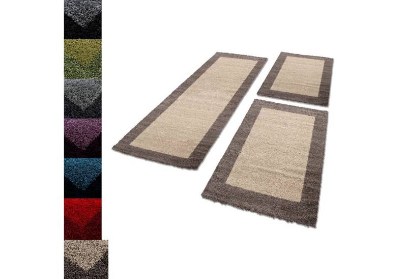 Carpettex Hochflor-Bettumrandung Bordüre Design, Höhe 30 mm, (Bett-Set, 3-tlg., Bettvorlage), Schlafzimmer Teppich Bettumrandung Läufer Set 3 teilig von Carpettex