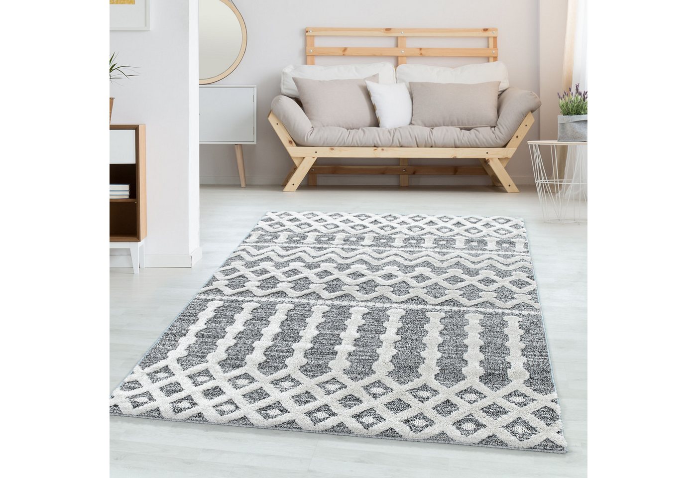 Hochflor-Teppich Boho-Design, Carpettex, Rund, Höhe: 20 mm, Teppich Wohnzimmer Boho Design weich 3D Optik Skandinavische Stil von Carpettex