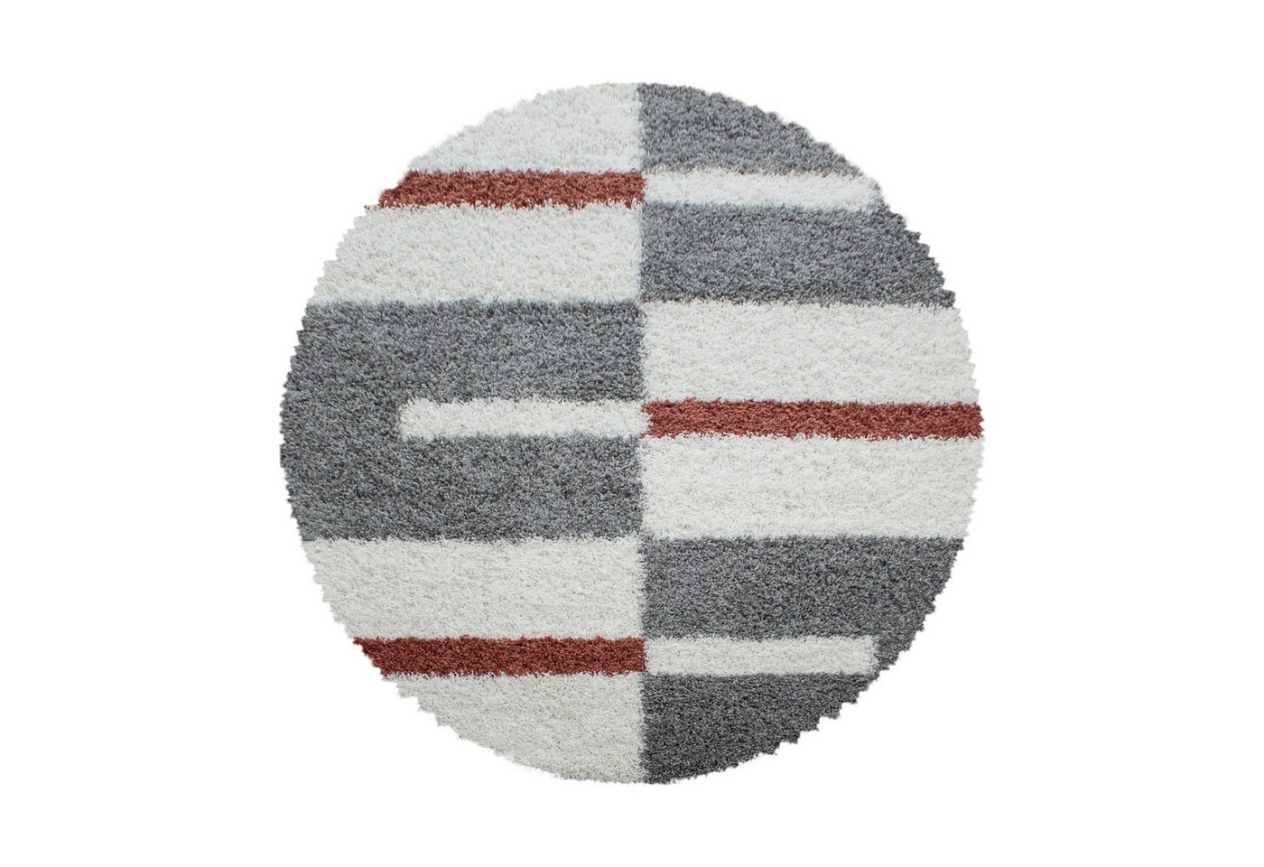 Hochflor-Teppich Kariert Design, Carpettex, Rund, Höhe: 30 mm, Runder Teppich Kariert Design Teppich im Teppich Wohnzimmer von Carpettex