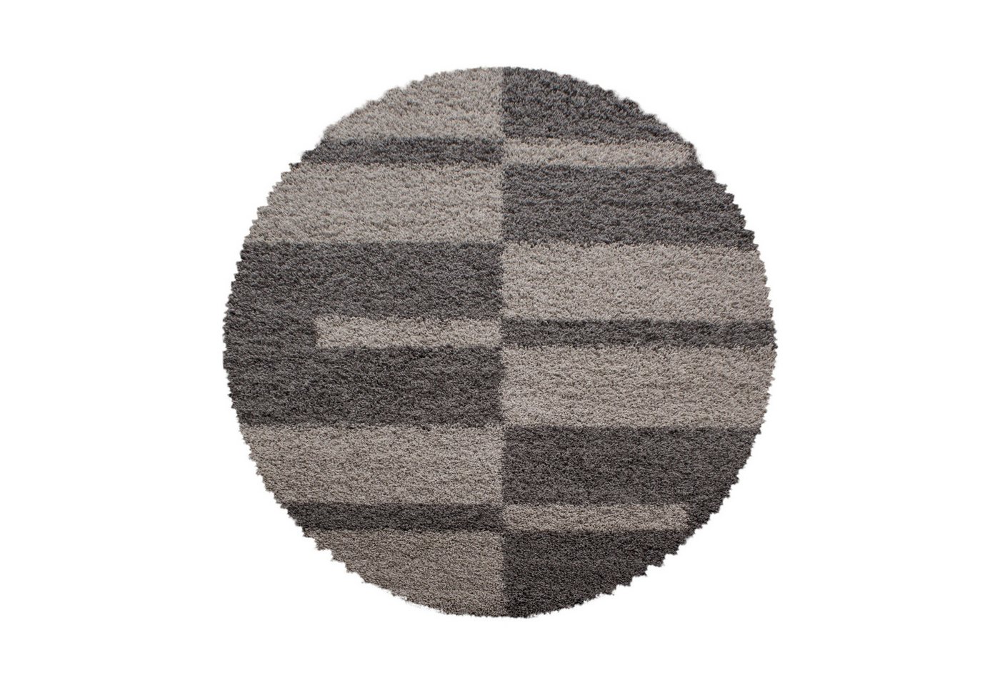Hochflor-Teppich Kariert Design, Carpettex, Rund, Höhe: 30 mm, Runder Teppich Kariert Design Teppich im Teppich Wohnzimmer von Carpettex