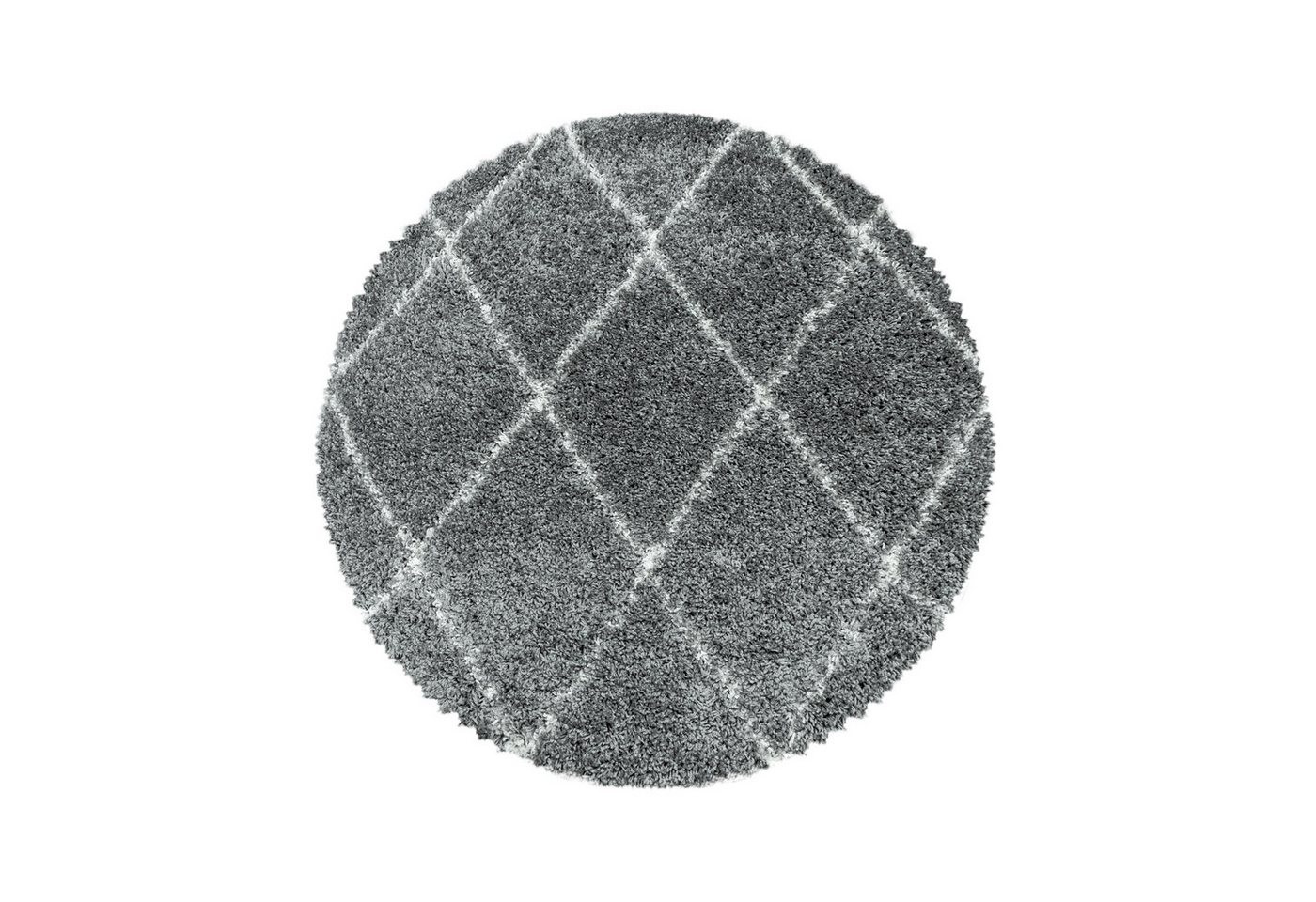 Hochflor-Teppich Rauten Design, Carpettex, Rund, Höhe: 30 mm, Runder Teppich Wohnzimmer Geometrisch Design Shaggy Langflor von Carpettex